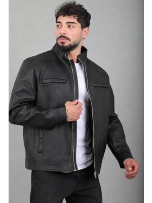 Stil Kombin Göğüs Cep Kapaklı Suni Deri Mont Kmd 874_50520