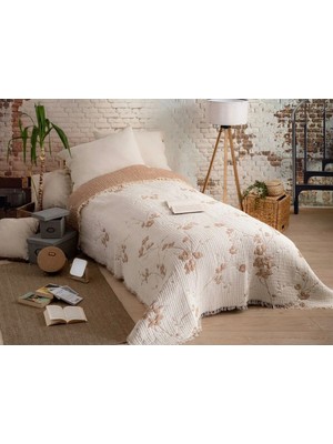Marvielle 9 Katlı %100 Pamuk 180X220 Müslin Yorgan Yatak Mimoza Bej - Tek Kişilik Pike & Pike Takımı