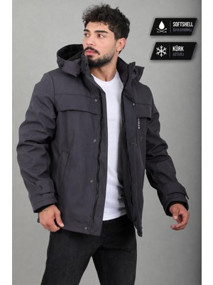 Stil Kombin Içi Kürklü Göğüs Detay Softsheel Kışlık Mont Kmd 833_50524