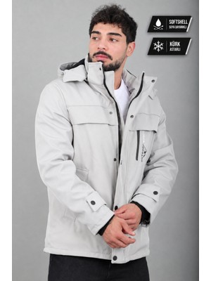Stil Kombin Içi Kürklü Göğüs Detay Softsheel Kışlık Mont Kmd 833_50524