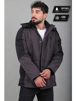 Stil Kombin Çift Renk Içi Kürklü Softshell Kışlık Mont Pldp 3041_50525