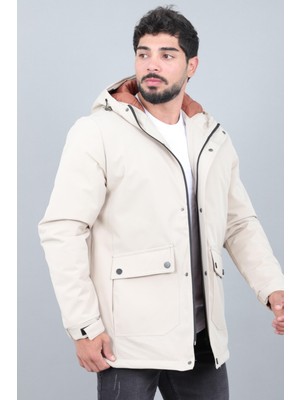 Stil Kombin Kapitoneli Torba Cep Sabit Kapüşon Kışlık Mont Pldp 3039_50527