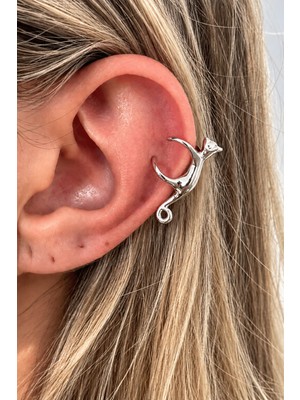 Atalya Accessory Kedi Figürlü Kulak Kıkırdak Küpesi – Kedi Tasarımlı Ear Cuff Kadın Küpe