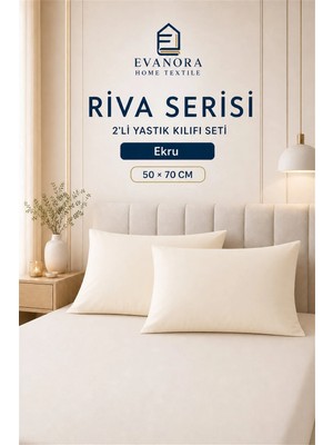 Marvielle Riva Serisi Ekru 2'li Seti 50 x 70 cm - Yastık Kılıfı