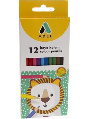 Adel Karton Kutu Kalemi, 12 Renk, Tam Boy, Parlak ve Canlı Renkler, Kolay Açılır, Kırılmaya Dayanıkl