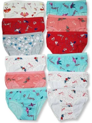 Kapamarka 12 Adet Kız Çocuk Desenli Slip Külot