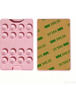 Lexroo Kare Öpücüklü 04 Vantuzlu Kartlıklı Silikon Tutucu - Açık Pembe