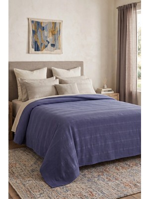Marvielle %100 Pamuk Bordürlü Tek Kişilik Pike Indigo 160X230 - Tek Kişilik Pike & Pike Takımı