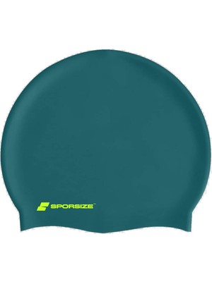 Lexroo Sporsize Silicone Swimming Cap - Deniz ve Havuz Silikon Yüzücü Bonesi (Koyu Yeşil)