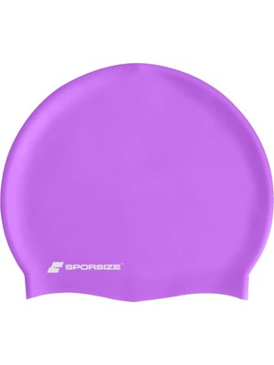 Lexroo Sporsize Silicone Swimming Cap - Deniz ve Havuz Silikon Yüzücü Bonesi (Mor)