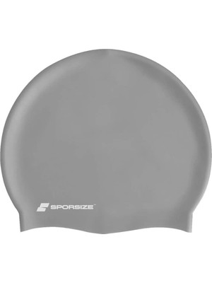 Lexroo Sporsize Silicone Swimming Cap - Deniz ve Havuz Silikon Yüzücü Bonesi (Gri)