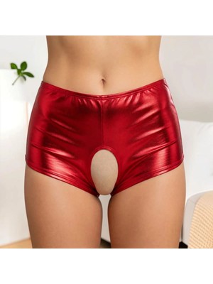 Beruflic Kadın Kırmızı Parlak Görünümlü Açık Kesim Fantezi Külot Under Moda