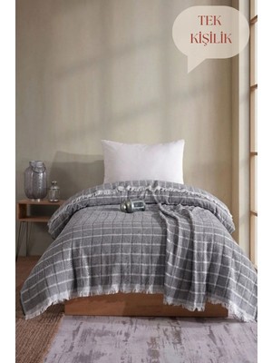 Marvielle Antrasit Müslin 4 Katlı Pamuklu Pike 170X207 - Tek Kişilik Pike & Pike Takımı