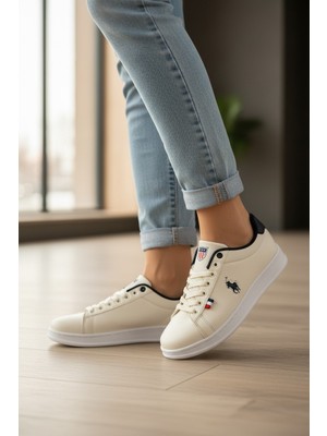 Enoch Polo Model Bayrak Detaylı Düz Tabanlı Bağcıklı Kadın Sneaker
