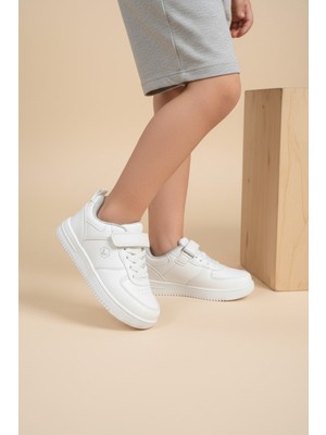 Enoch Yan Amblem Detaylı Cırt Cırtlı Siyah Düz Tabanlı Çocuk Sneaker
