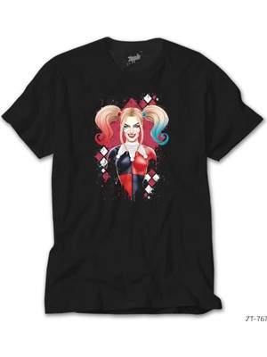 Z zepplin Suicide Squad Harley Quinn Cartoon Siyah Tişört