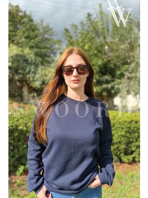 Baliva Bisiklet Yaka Unisex Oversize Sweatshirt 3 Iplik Şardonlu Pamuklu Baskısız