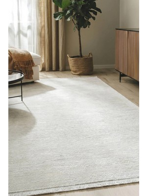 Hoom Rugs Imge 2504 Krem Çizgili Modern Akrilik Salon Halısı