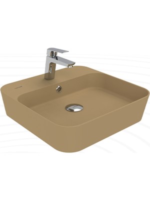 Creavit Loop Kare Masa Üstü Ince Çanak Lavabo 45 cm Extra Mat Cappuccino