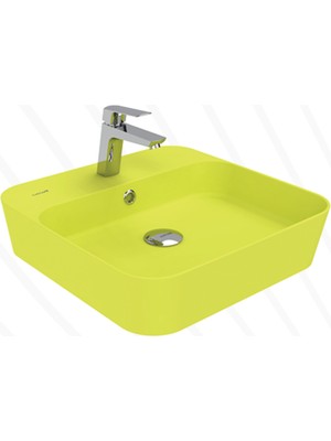 Creavit Loop Kare Masa Üstü Ince Çanak Lavabo 45 cm Extra Neon