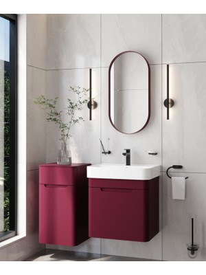 Creavit Colorit Oval Ayna 40X80 cm Berry