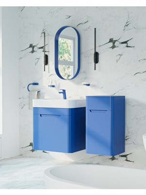Creavit Colorit Oval Ayna 40X80 cm Ocean