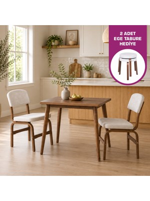 Vilinze Ege Sandalye Avanos Ahşap Mdf Mutfak Masası Takımı - 60X90 cm