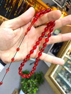 Anka Gümüş Usta Işi Ateş Kehribar Tesbih ( Sistemli )