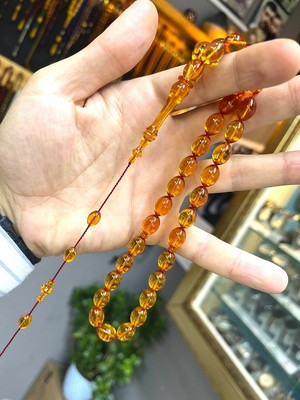 Anka Gümüş Usta Işi Ateş Kehribar Tesbih ( Sistemli )