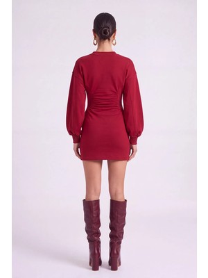 Holly Lolly Belden Oturmalı Mini Nancy Elbise Bordo