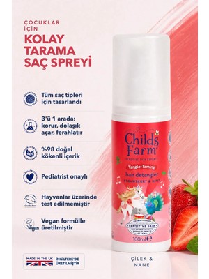 Childs Farm Çilek ve Organik Nane Özlü Kolay Tarama Çocuk Saç Spreyi 100 ml