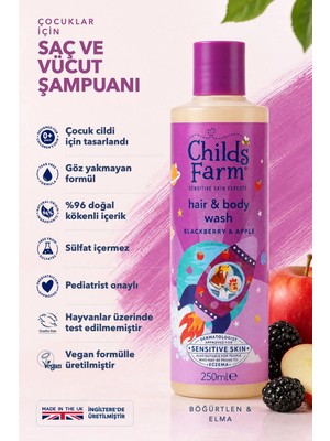 Childs Farm Böğürtlen ve Organik Elma Özlü Çocuk Saç ve Vücut Şampuanı 250ML