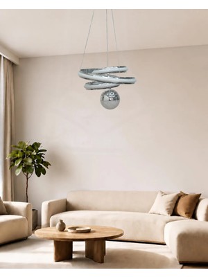 Auraa Aydınlatma Kaos Küçük Modern Ledli Avize Çizgili 3 Renk Power Ledli Krom Kaplama Çoçuk Odası Yatak Odası Mutfak