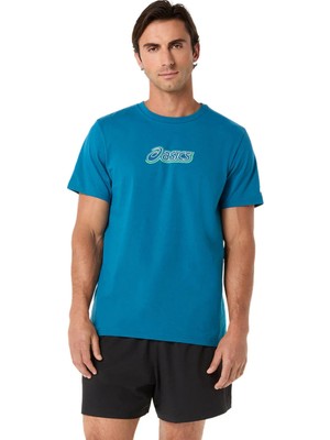 Asics Asics Logo Graphic Tee Erkek Raw Indigo Kısa Kollu Tshirt 2031F334-400