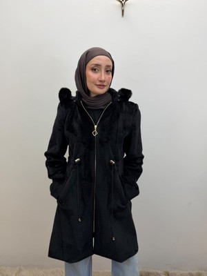 JOOQSTORE Kapüşonlu Beli Büzgülü Kaban