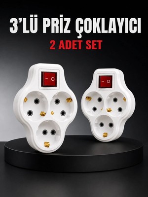 sbodurhome 3’lü Priz Çoklayıcı 2 Adet Set Anahtarlı Kablosuz Duvar Tipi Priz Çoğaltıcı