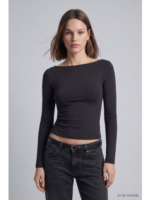 Rays Kayık Yaka Basic Penye Body 744 Siyah