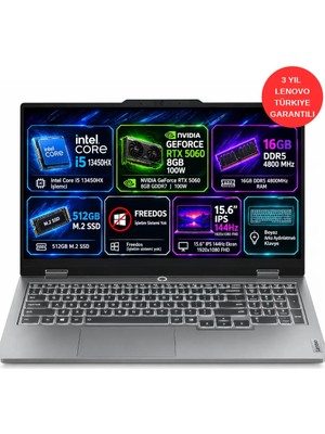 Lenovo Loq Intel Core I5-13450HX 16GB 512GB SSD 15.6" Fhd 144Hz RTX5060 8gb Gddr7 Freedos 83JE00JMTR