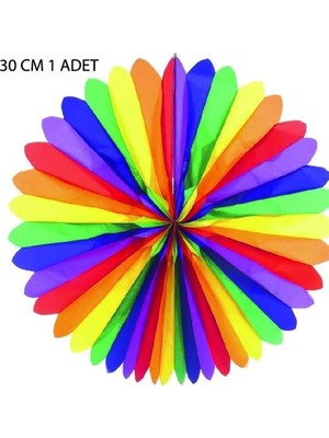 Pandoli Karışık Renk Rainbow Renk Kağıt Yelpaze Süs 30 cm 1 Adet Hawai Retro