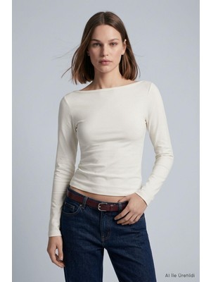 Rays Kayık Yaka Basic Penye Body 744 Ekru