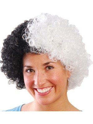 Pandoli Retro Cruella De Ville Afro Wig Bonus Peruk Siyah Beyaz Renk 1 Adet