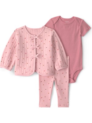 Carter's Kız Bebek 3lü Hırkalı Set 3 Ay-24 Ay Pembe