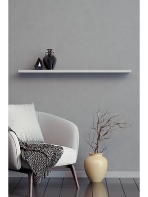 yankı-byeg 80 Cm Mat Beyaz Mdf Uçan Duvar Rafı Gizli Bağlantı Kitaplık