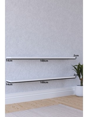 yankı-byeg 100 cm 2li Mat Beyaz Mdf Uçan Duvar Rafı Gizli Bağlantı Kitaplık
