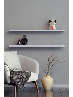 yankı-byeg 80 cm 2li Mat Beyaz Mdf Uçan Duvar Rafı Gizli Bağlantı Kitaplık