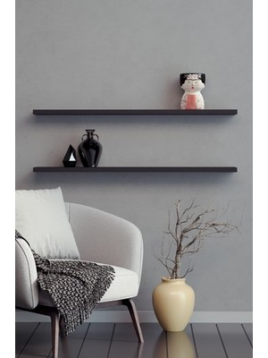 yankı-byeg 80 Cm 2li Mat Siyah Mdf Uçan Duvar Rafı Gizli Bağlantı Kitaplık
