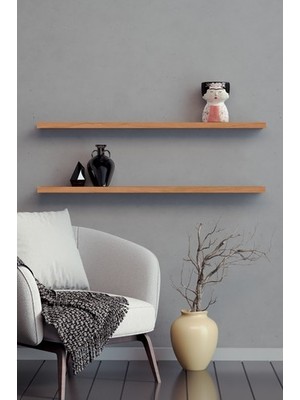 yankı-byeg 80 cm 2li Safir Meşe Mdf Uçan Duvar Rafı Gizli Bağlantı Kitaplık