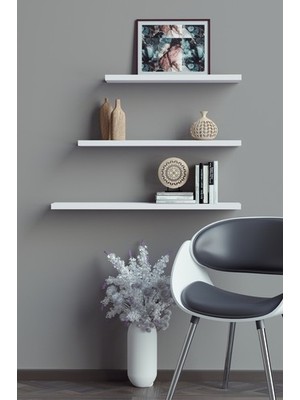 yankı-byeg 40 cm 50 cm 60 cm 3lü Mat Beyaz Mdf Uçan Duvar Rafı Gizli Bağlantı Kitaplık