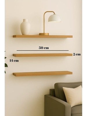 yankı-byeg 50 cm 3lü Safir Meşe Mdf Uçan Duvar Rafı Gizli Bağlantı Kitaplık