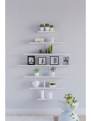 yankı-byeg Mat Beyaz Mdf 7li Uçan Duvar Rafı Gizli Bağlantı Kitaplık